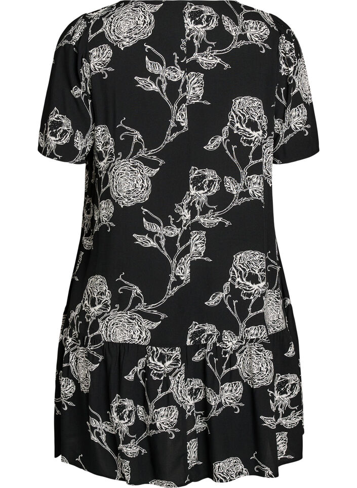 Kleid aus Viskose mit Schnittlinie, Schwarz, Packshot image number 1