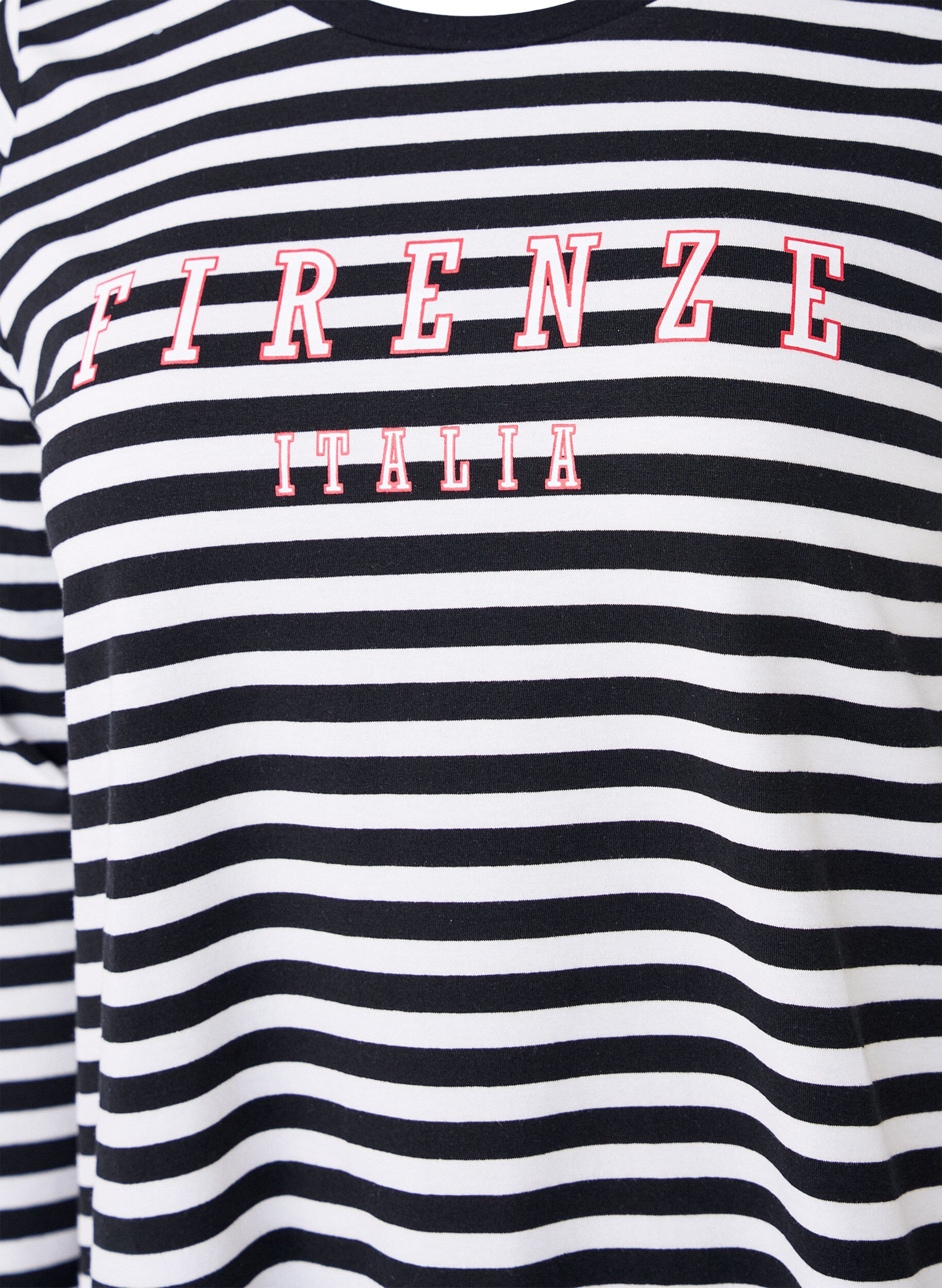 ZizziGebl&uuml;mte Bluse mit Muster, White w.Black Stripe, Packshot image number 2