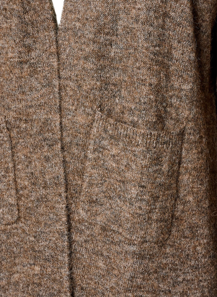 Lange Strickjacke mit Taschen, Braun, Packshot image number 2