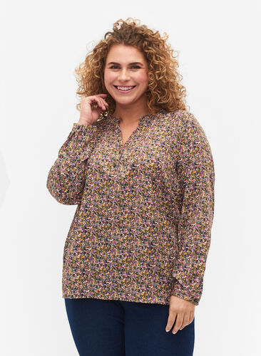 FLASH - Langärmelige Bluse mit Print, Multi Ditsy, Model image number 0