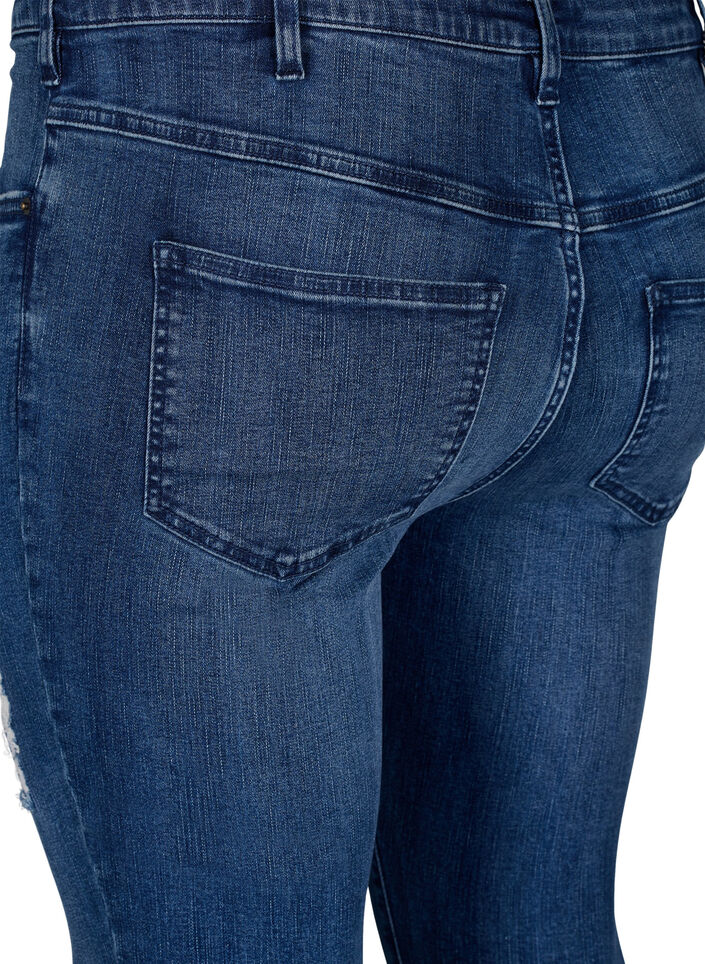 Super-Slim Amy Jeans mit Abnutzungsdetails, Blue Denim, Packshot image number 3
