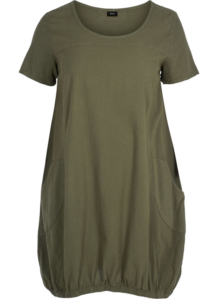 Kurzarm Kleid aus Baumwolle, Gr&uuml;n, Packshot image number 0