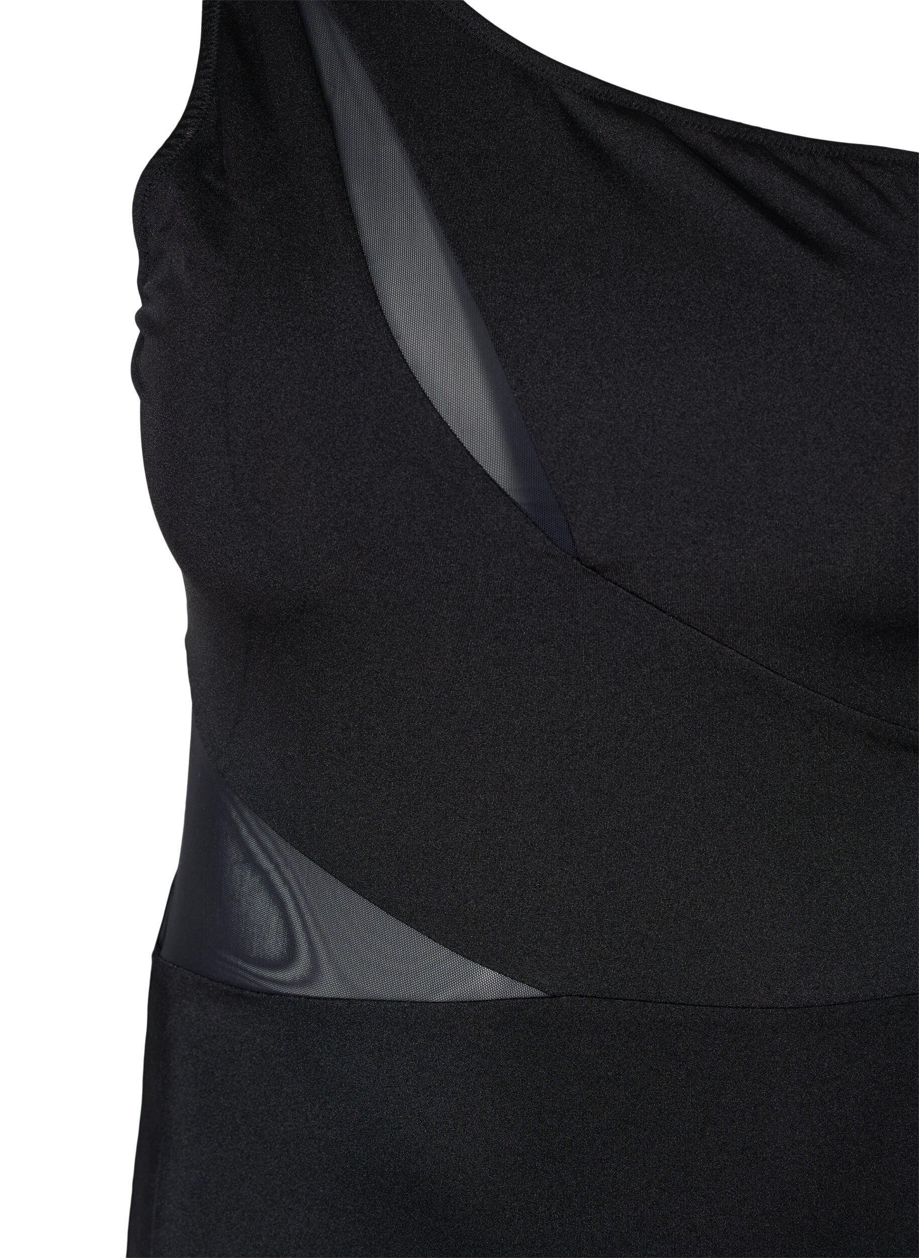 ZizziOne-Shoulder-Badeanzug mit Mesh, Black, Packshot image number 2