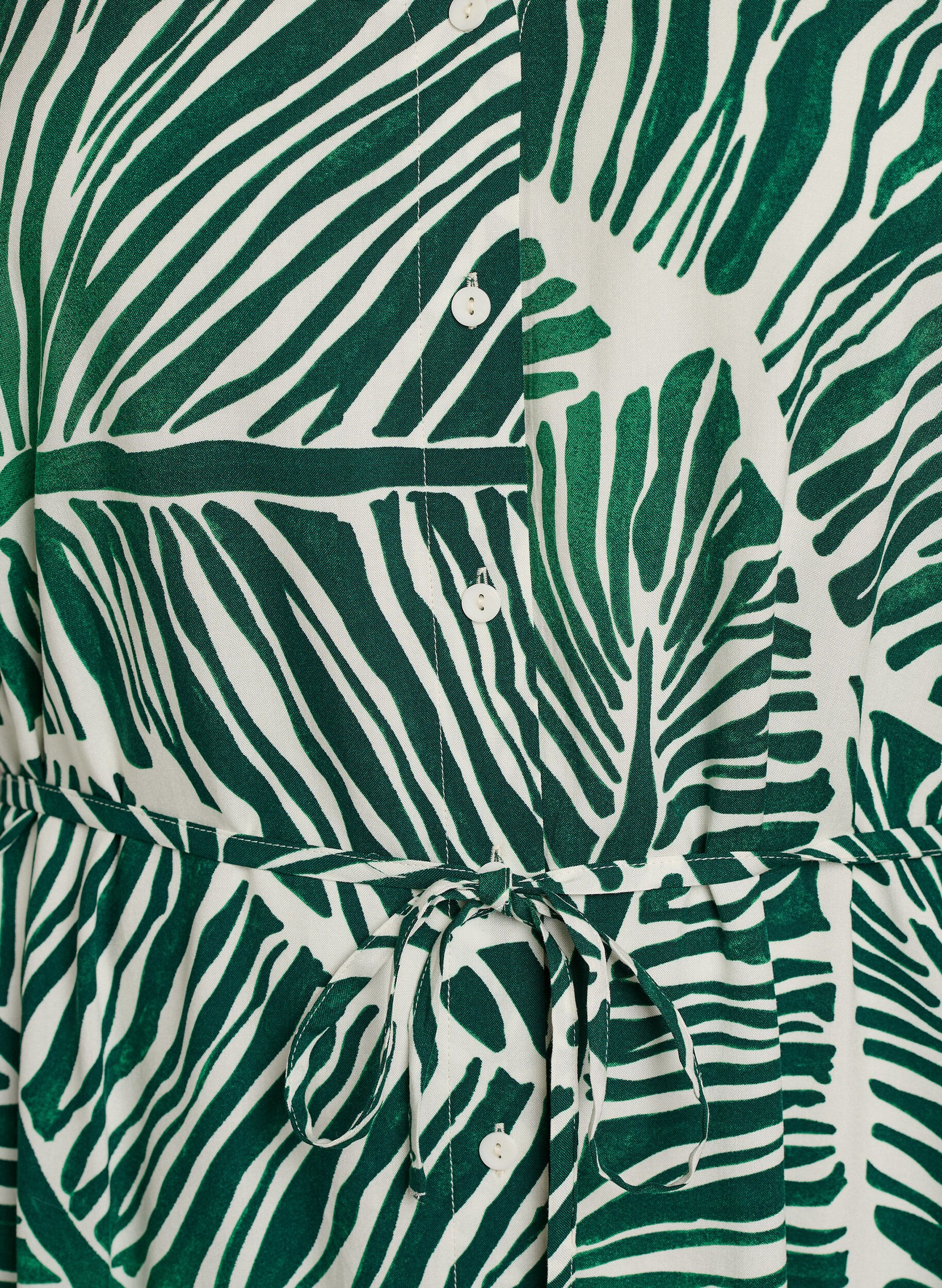 ZizziMidikleid mit Print und Bindeg&uuml;rtel, Gr&uuml;n, Packshot image number 2