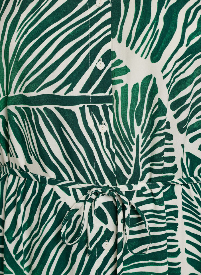 Midikleid mit Print und Bindeg&uuml;rtel, Gr&uuml;n, Packshot image number 2