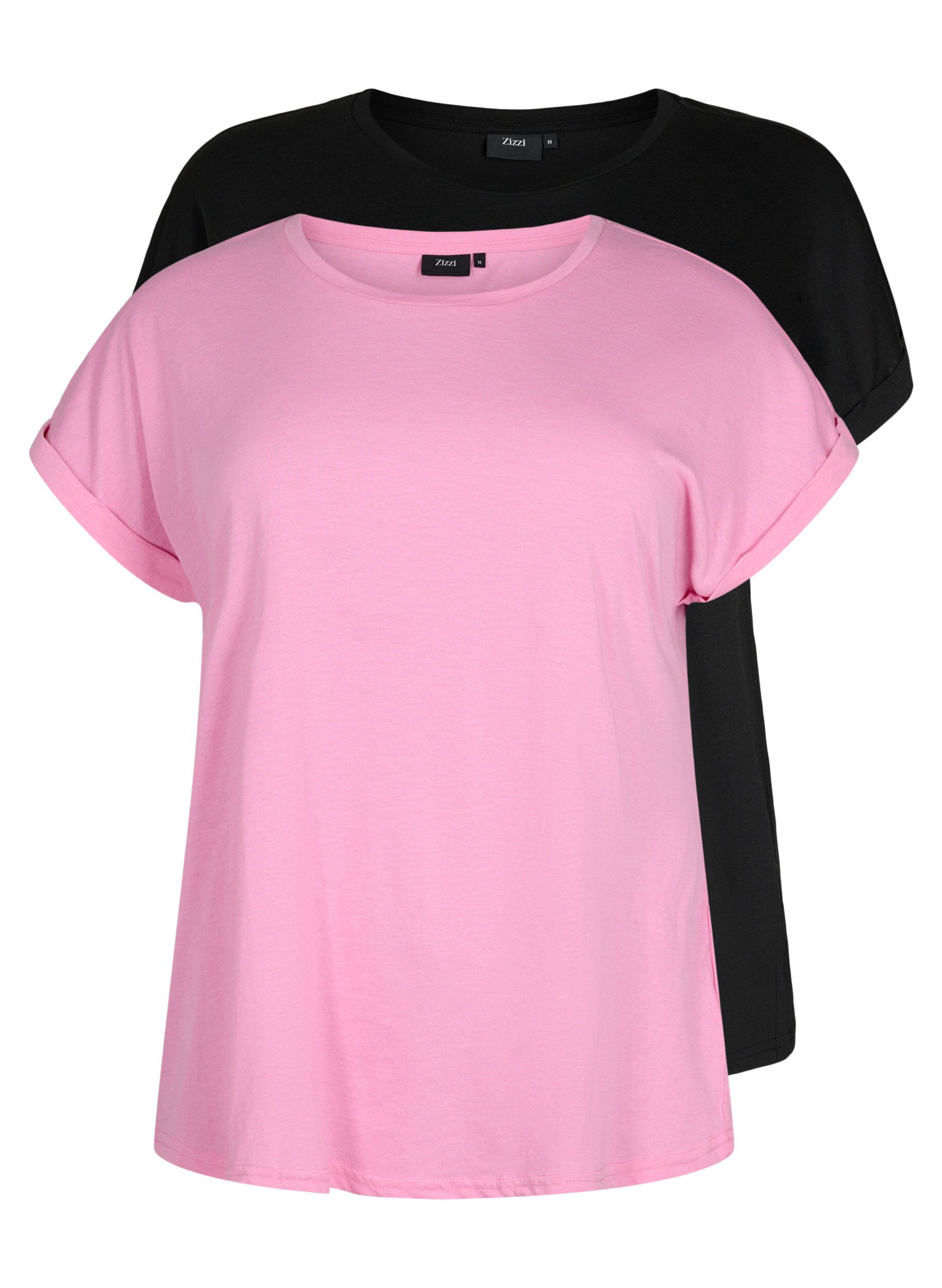 Zizzi2er-Pack kurz&auml;rmlige T-Shirts, Pink, Packshot image number 0