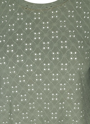 Bluse mit 3/4-Ärmeln und Lochstickerei, Agave Green, Packshot image number 2