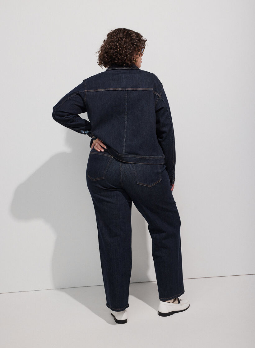 Straight Fit Kiana Jeans mit hoher Taille, Blau, Model image number 2