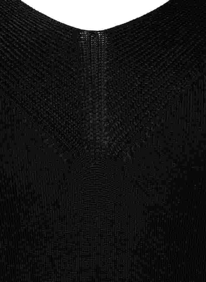 Viskose-Strickbluse mit V-Ausschnitt, Black, Packshot image number 2