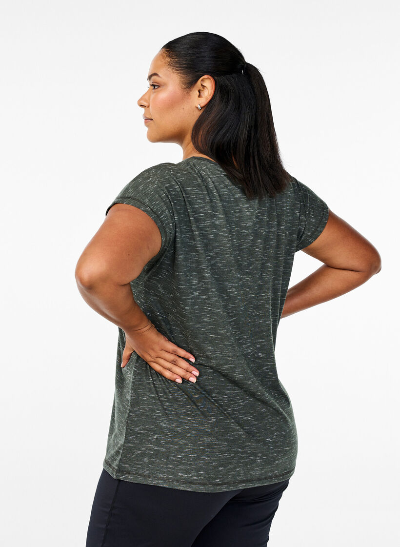 Lockerer Trainingstop mit kurzen Ärmeln, Grün, Model image number 2