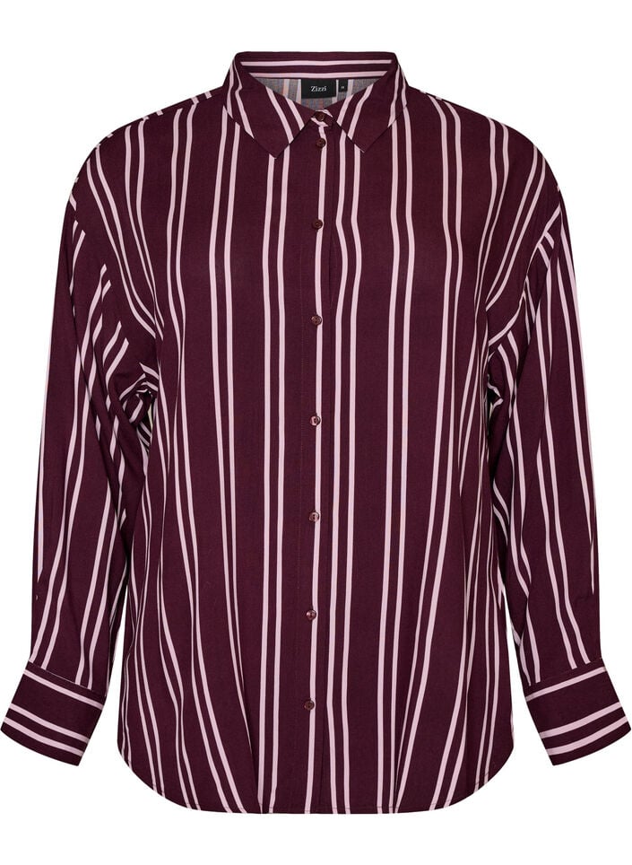 Gestreiftes Nachthemd, Dunkles Bordeaux, Packshot image number 0