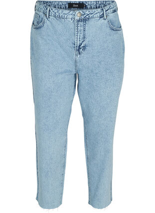 Cropped Mom Fit Mille Jeans mit lockerer Passform, Snow Wash 2, Packshot image number 0