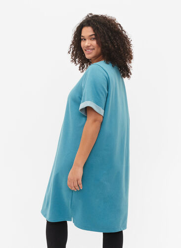 Sweatshirtkleid mit kurzen Ärmeln und Schlitzen, Brittany Blue, Model image number 1
