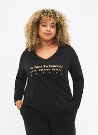 Nachthemd aus Baumwolle mit Text-Aufdruck, Black W. Be, Model
