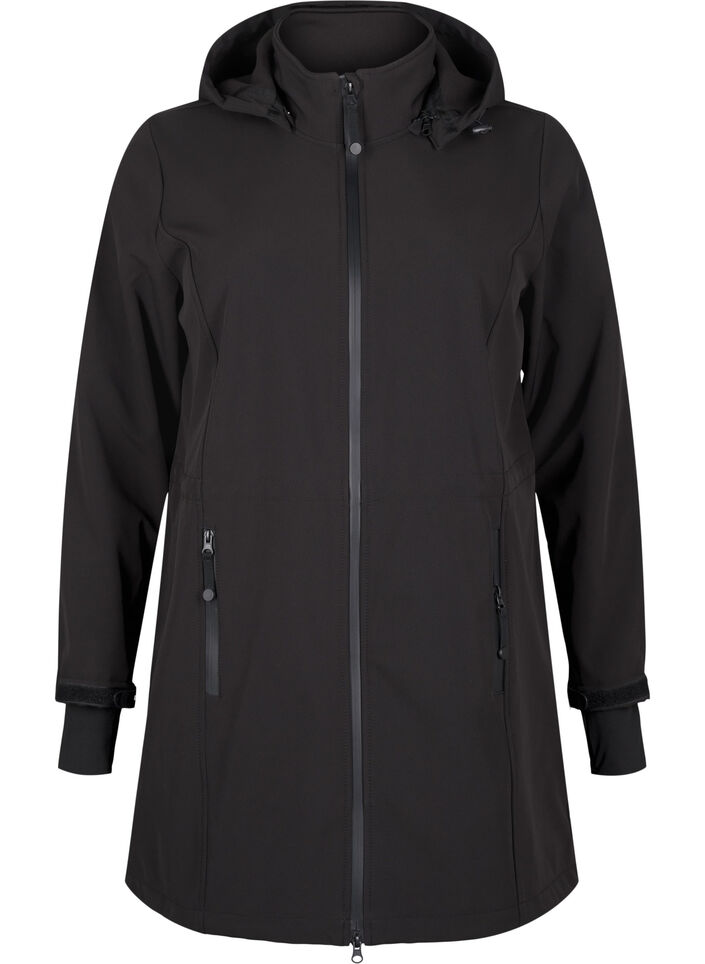 Softshelljacke mit abnehmbarer Kapuze, Schwarz, Packshot image number 0