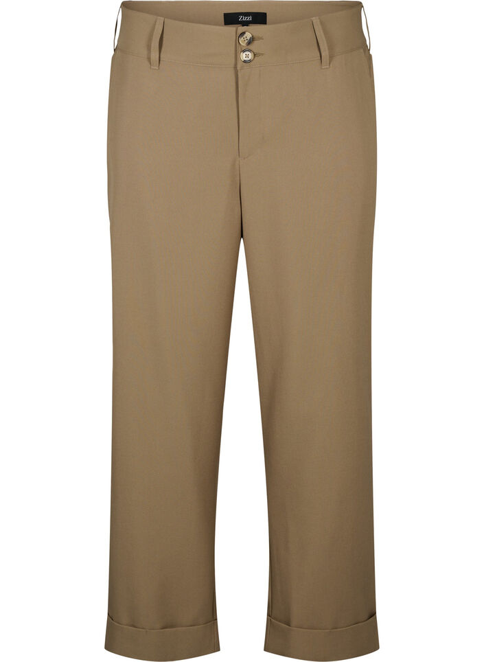 Hose mit hoher Taille und Umschlag, Petrified Oak, Packshot image number 0