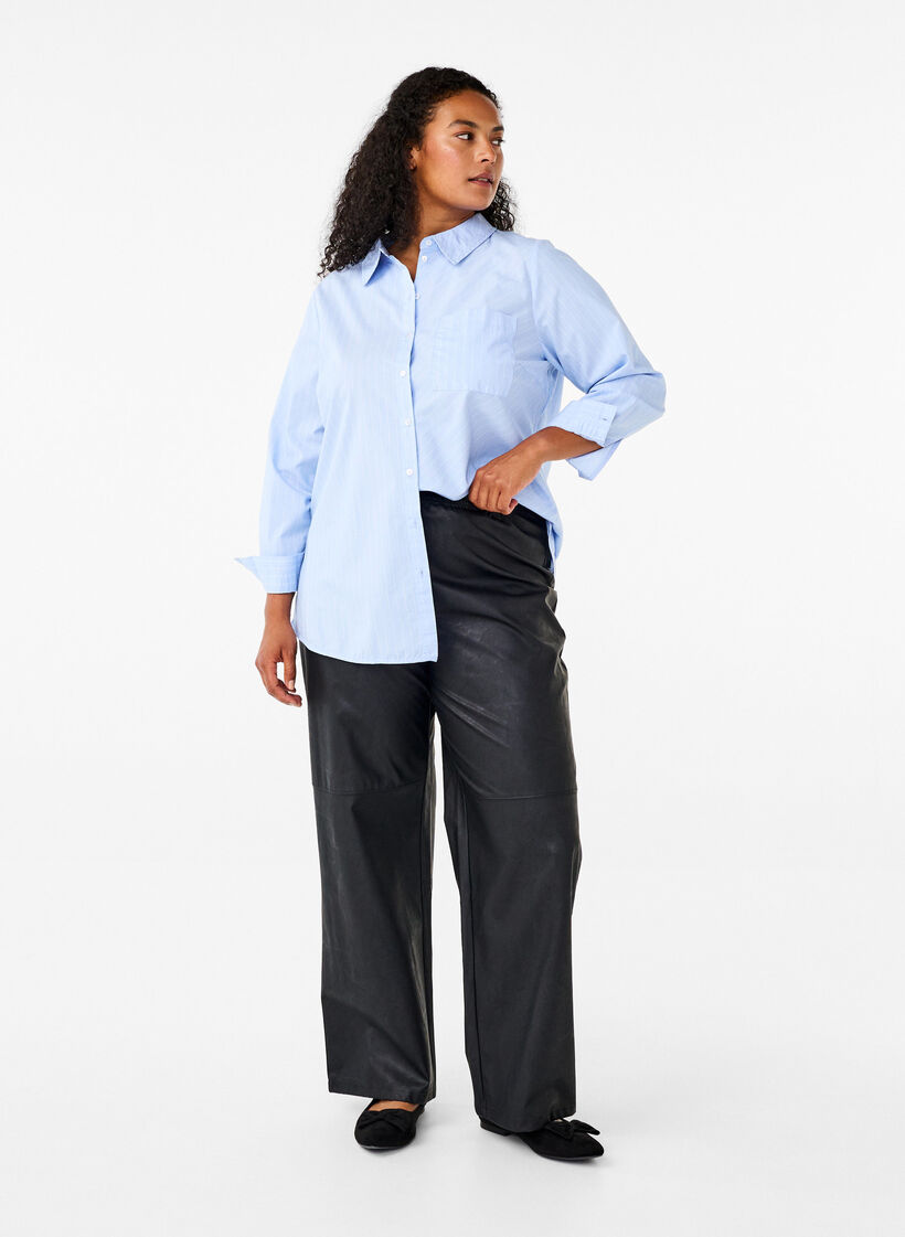 Lässige Hose aus Kunstleder mit elastischem Bund, Black, Model image number 0