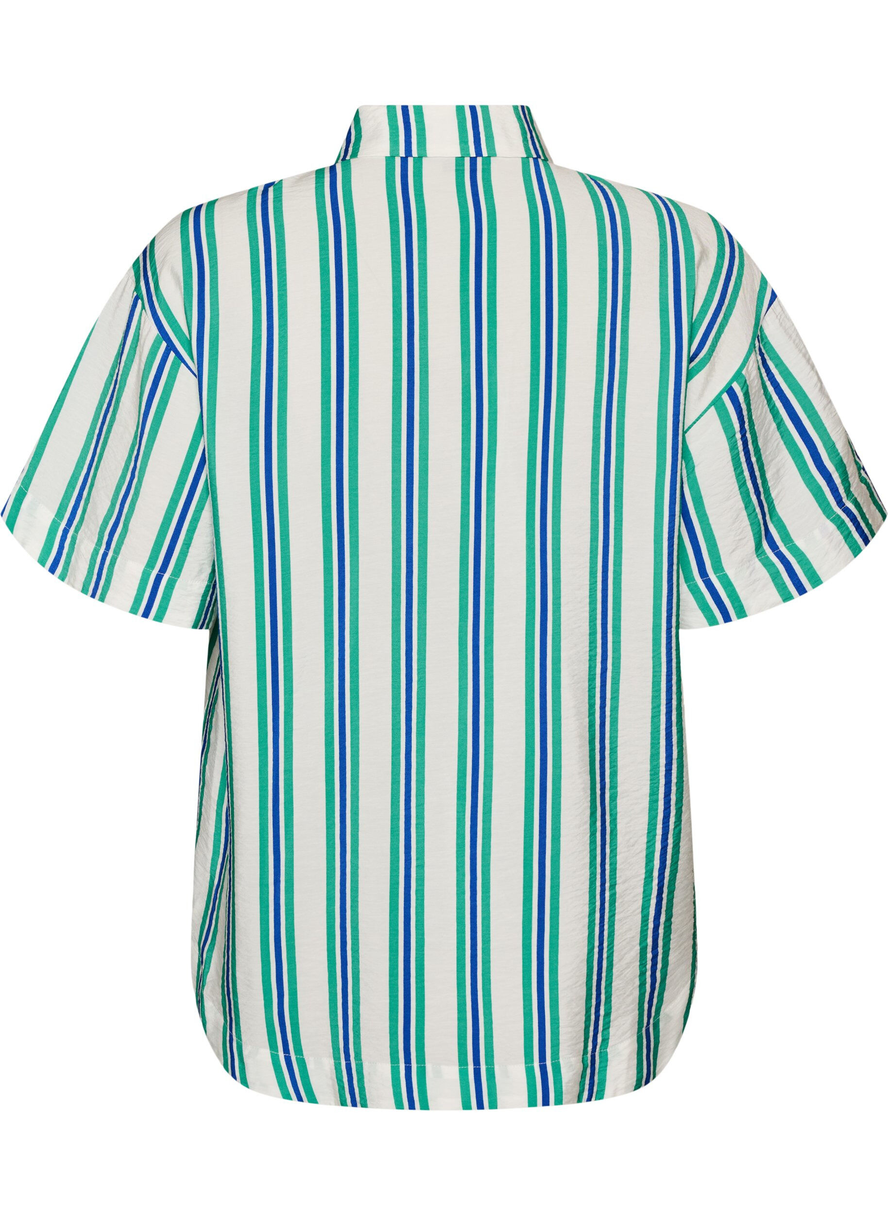 ZizziGestreifte Bluse aus Viskose mit kurzen &Auml;rmeln, Vanille, Packshot image number 1