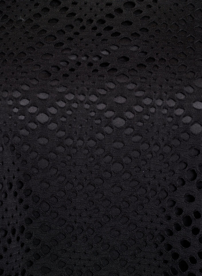 Knielanges Kleid mit Lochmuster und kurzen &Auml;rmeln, Schwarz, Packshot image number 2