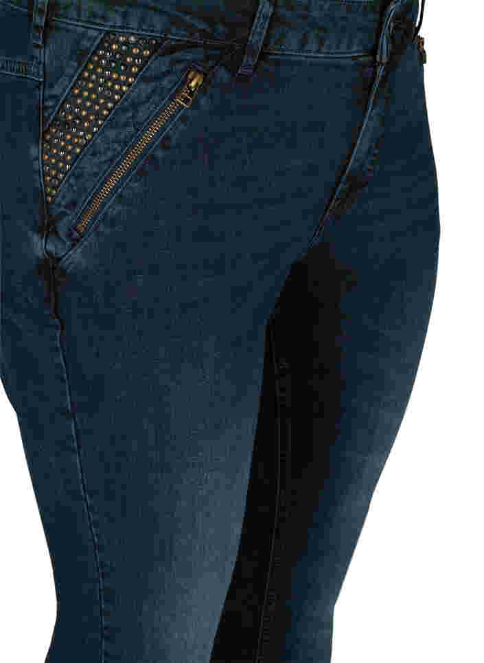 Slim Fit Emily Jeans mit Nieten, Dark blue, Packshot image number 2