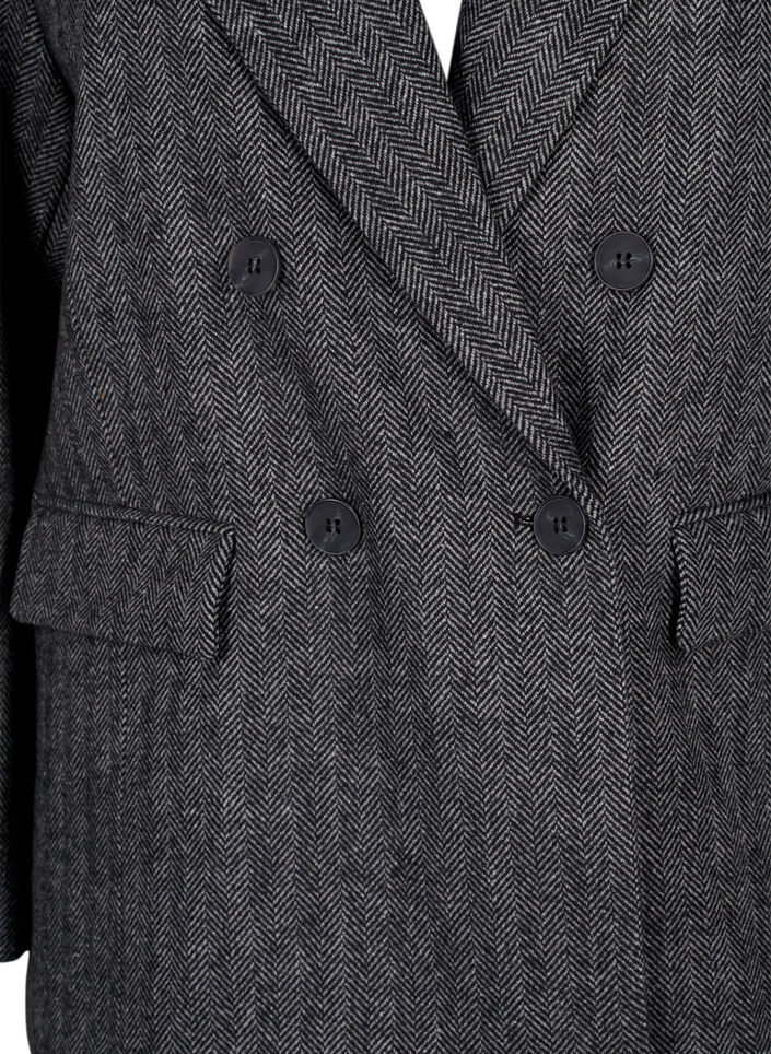 Blazer aus Wollmischung mit Taschen, Dark Grey Melange, Packshot image number 2