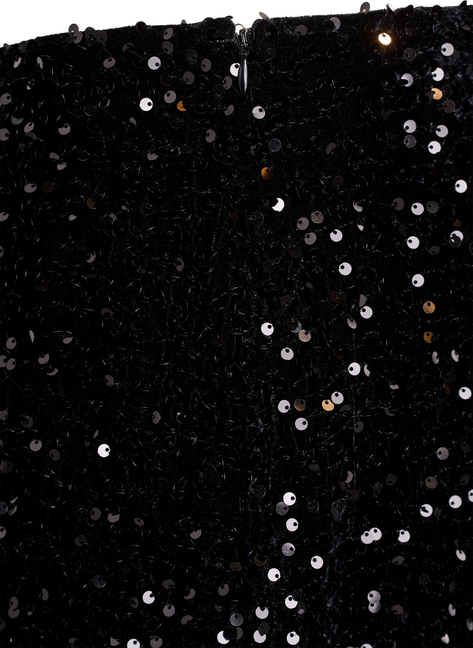 ZizziKurzer Paillettenrock mit elastischem Bund, Schwarz, Packshot image number 3