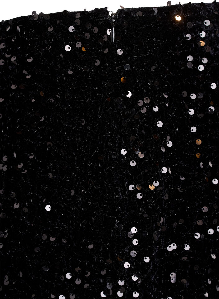 Kurzer Paillettenrock mit elastischem Bund, Schwarz, Packshot image number 3