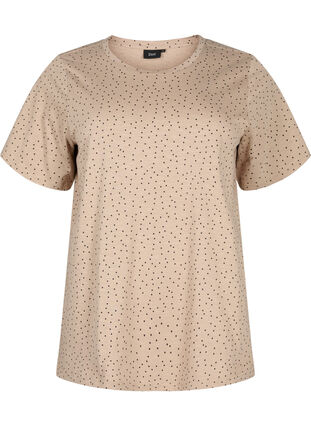 T-Shirt aus Bio-Baumwolle mit Punktmuster	, Natural Dot, Packshot image number 0