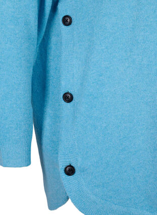 Gestricker Pullover in melierter Optik mit Knopfdetails, River Blue WhiteMel., Packshot image number 3