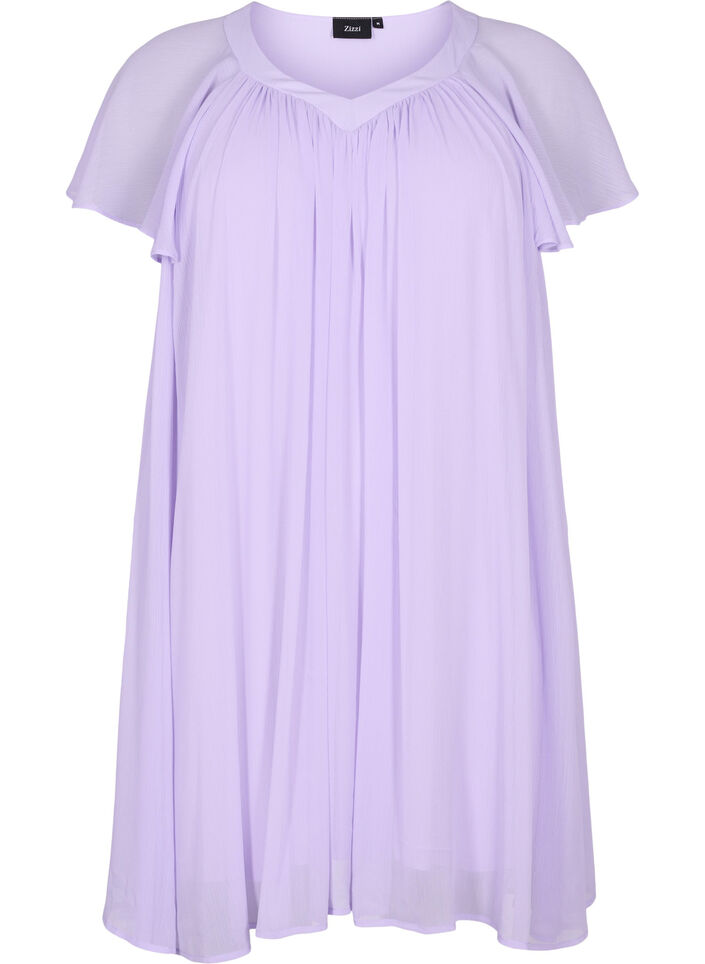 Lockeres Kleid mit kurzen Ärmeln, Purple Heather, Packshot image number 0