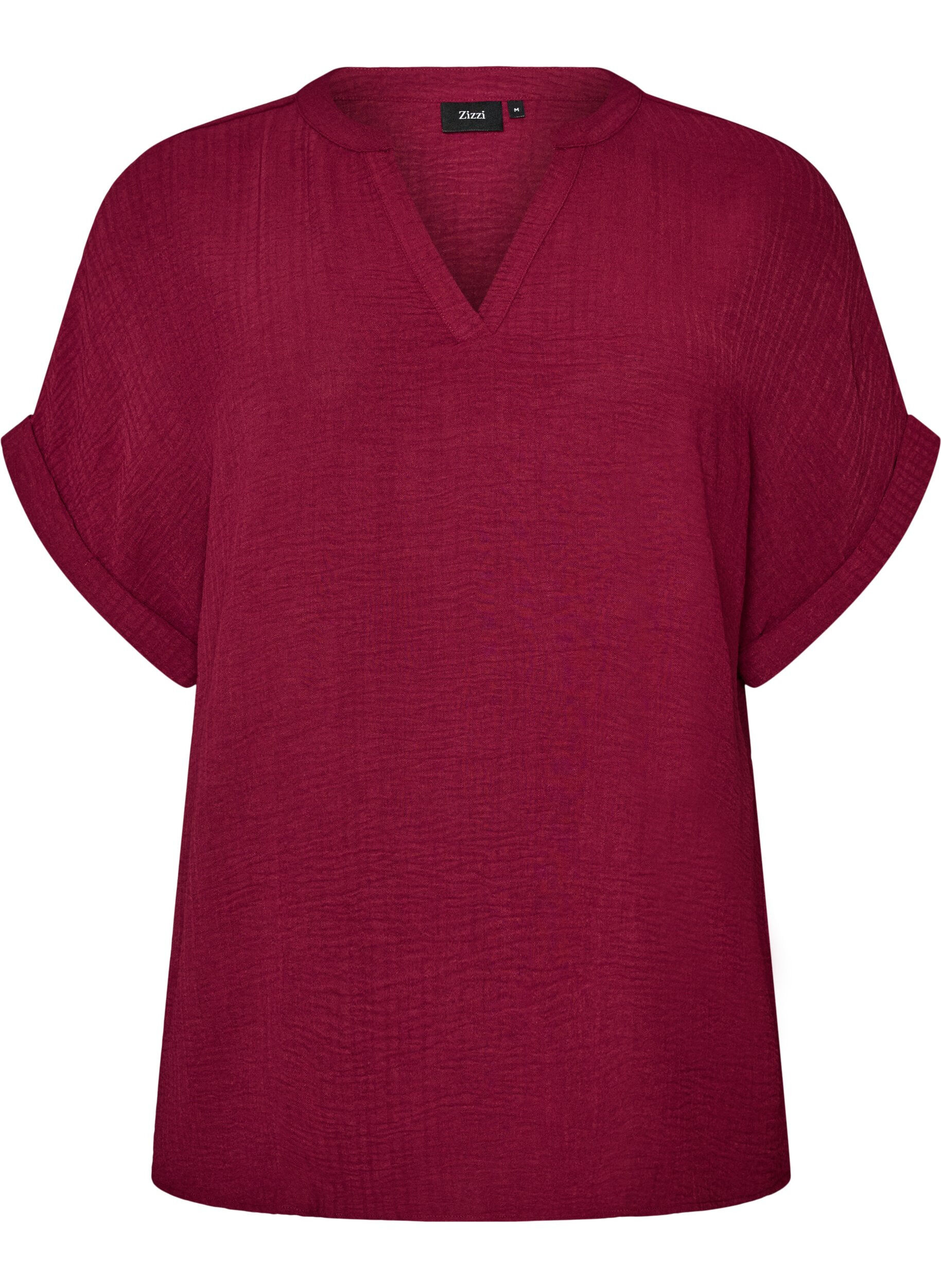 ZizziLockere Bluse mit kurzen &Auml;rmeln, Rot, Packshot image number 0