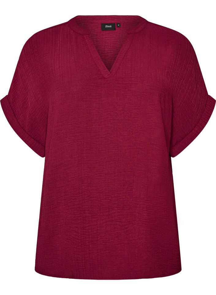 Lockere Bluse mit kurzen &Auml;rmeln, Rot, Packshot image number 0