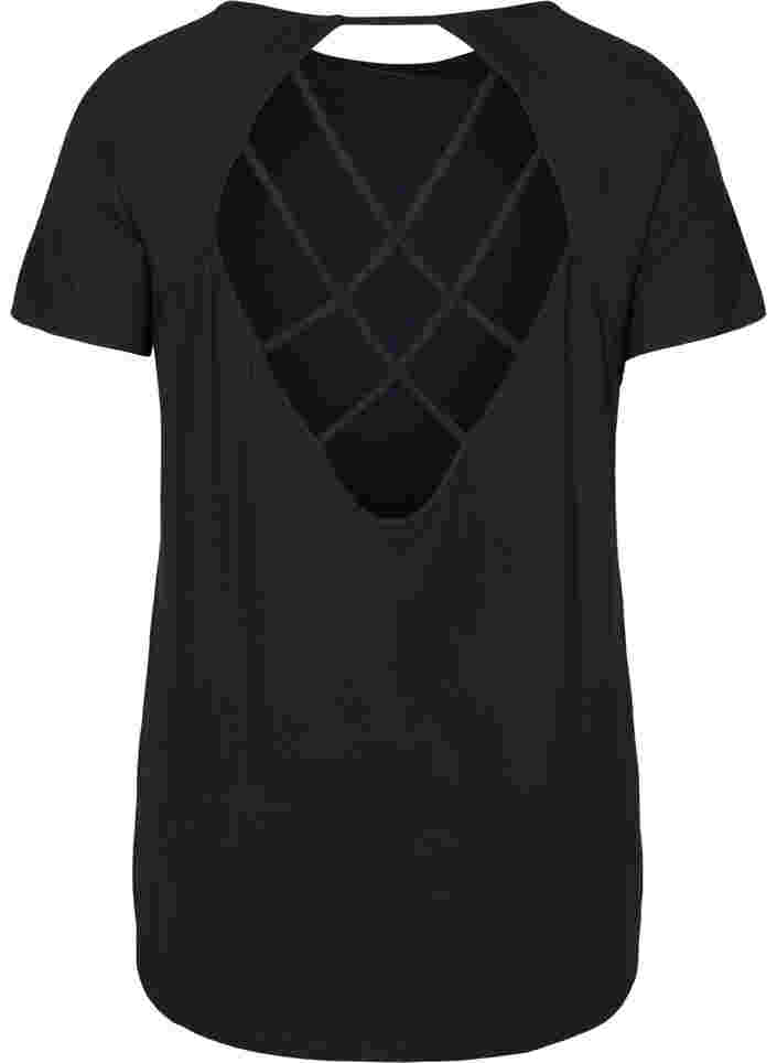 Trainings-T-Shirt aus Viskose mit Rückenausschnitt, Black, Packshot image number 1