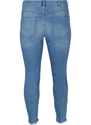 Cropped Amy Jeans mit Fransensaum, Blue denim, Packshot image number 1