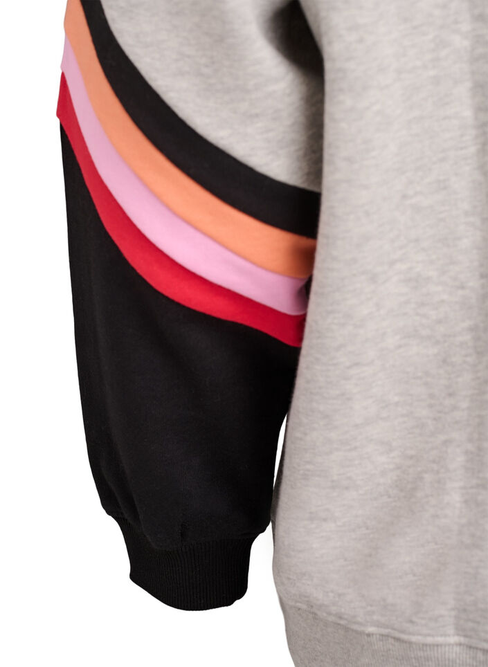 Lockeres Sweatshirt mit Kontrastdetails an den &Auml;rmeln, Grau, Packshot image number 3