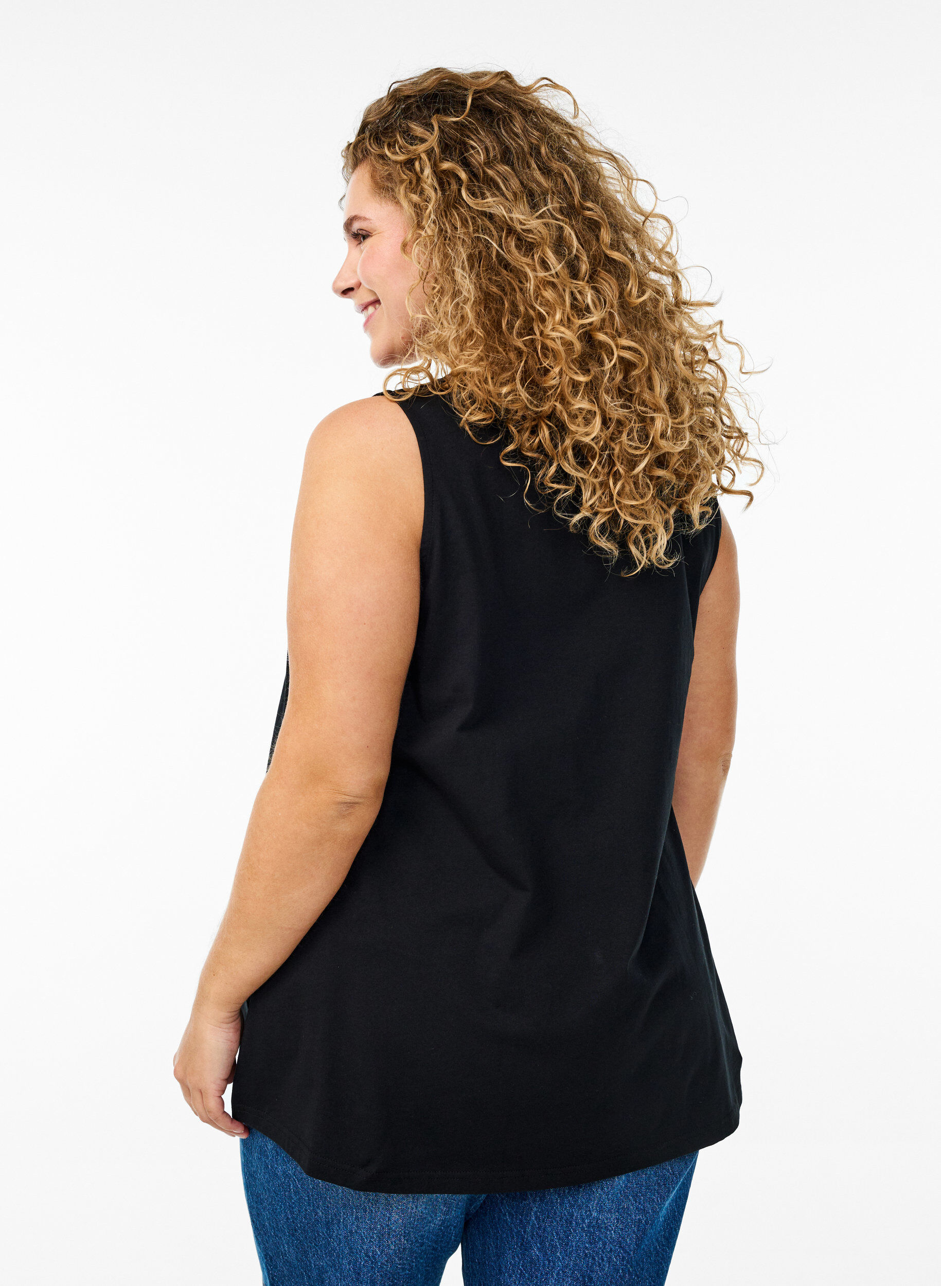 ZizziTop aus Baumwolle mit A-Linie, Schwarz, Model image number 2