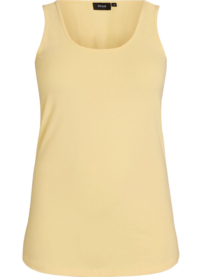 Einfarbiges Basic Top aus Baumwolle, Gelb, Packshot image number 0