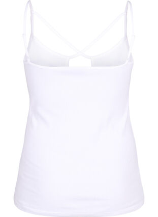 Ripp-Top aus Bio-Baumwolle mit Kreuzdetail, Bright White, Packshot image number 1