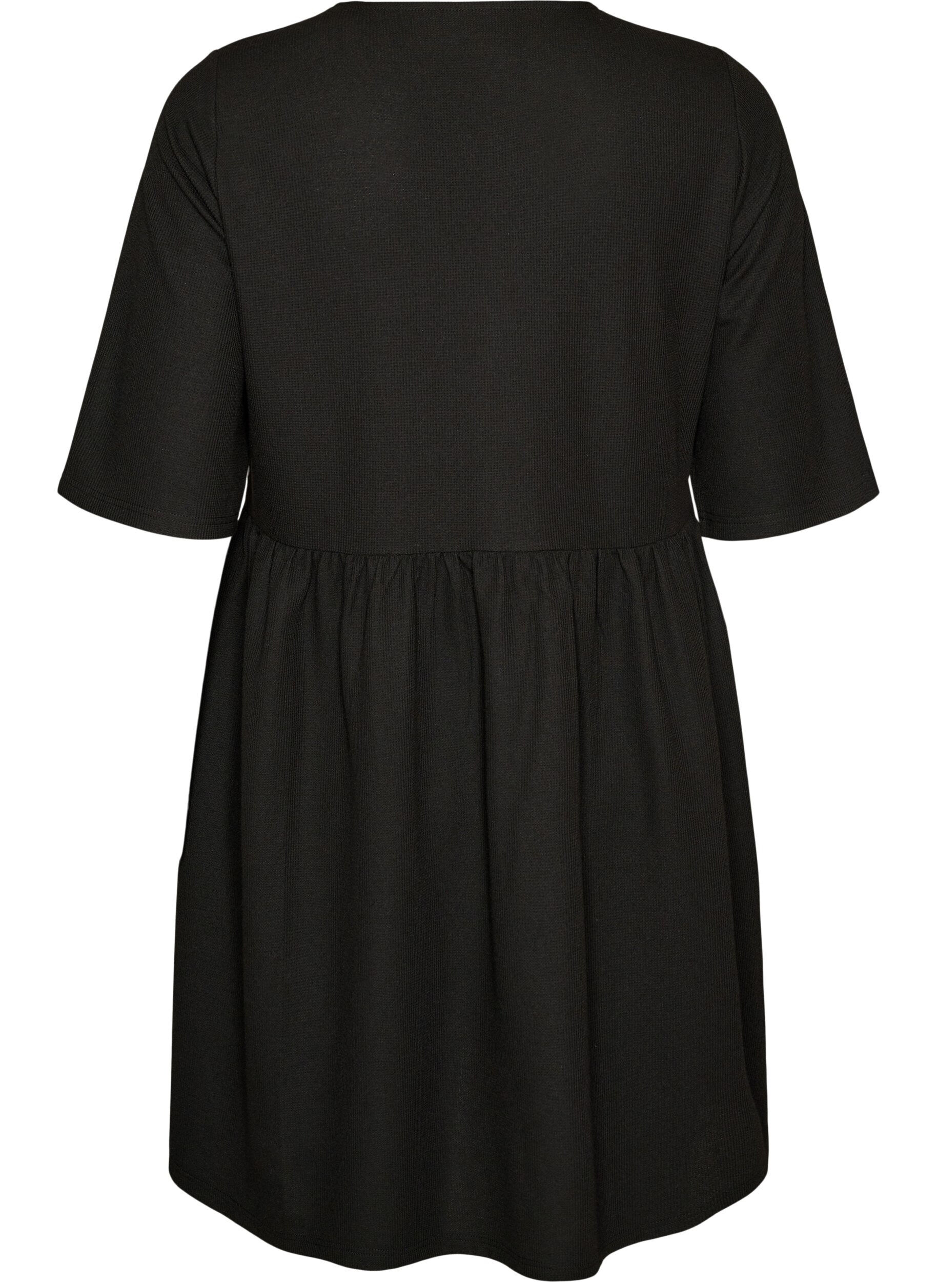 ZizziKleid mit gerippter Textur und Empire-Linie, Schwarz, Packshot image number 1