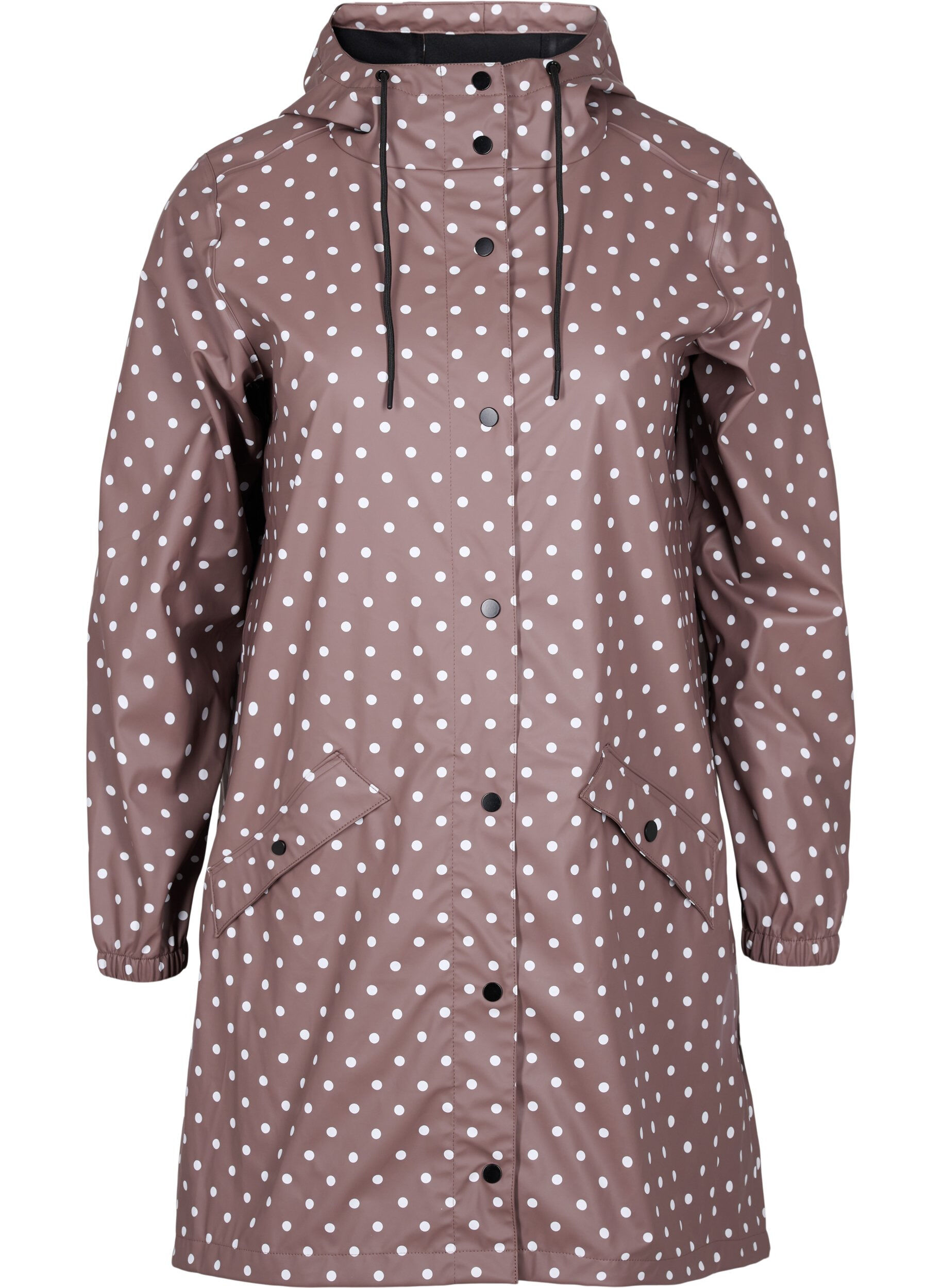 ZizziRegenjacke mit Punktmuster und Kapuze, Iron W/White dot, Packshot image number 0