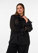 Viskosebluse mit R&uuml;schen und langen &Auml;rmeln, Schwarz, Model image number 0