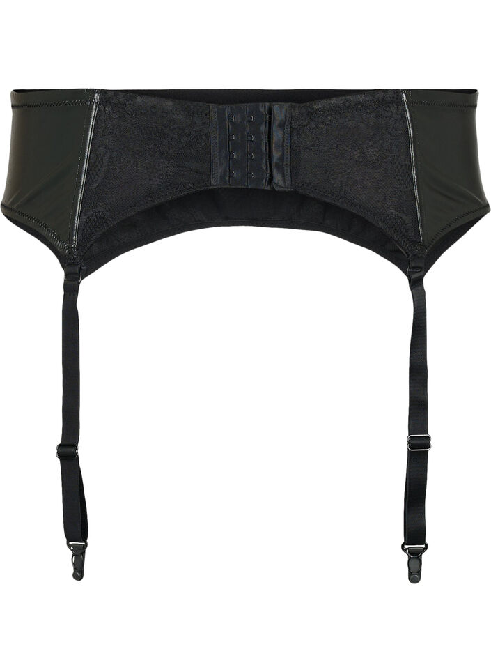 Glänzender Strumpfhalter mit Spitze, Black, Packshot image number 1