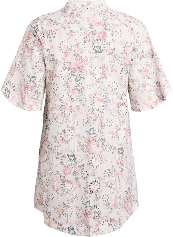 Kleid aus Baumwolle mit gebl&uuml;mtem Muster und Broderie Anglaise, Vanille, Packshot image number 1