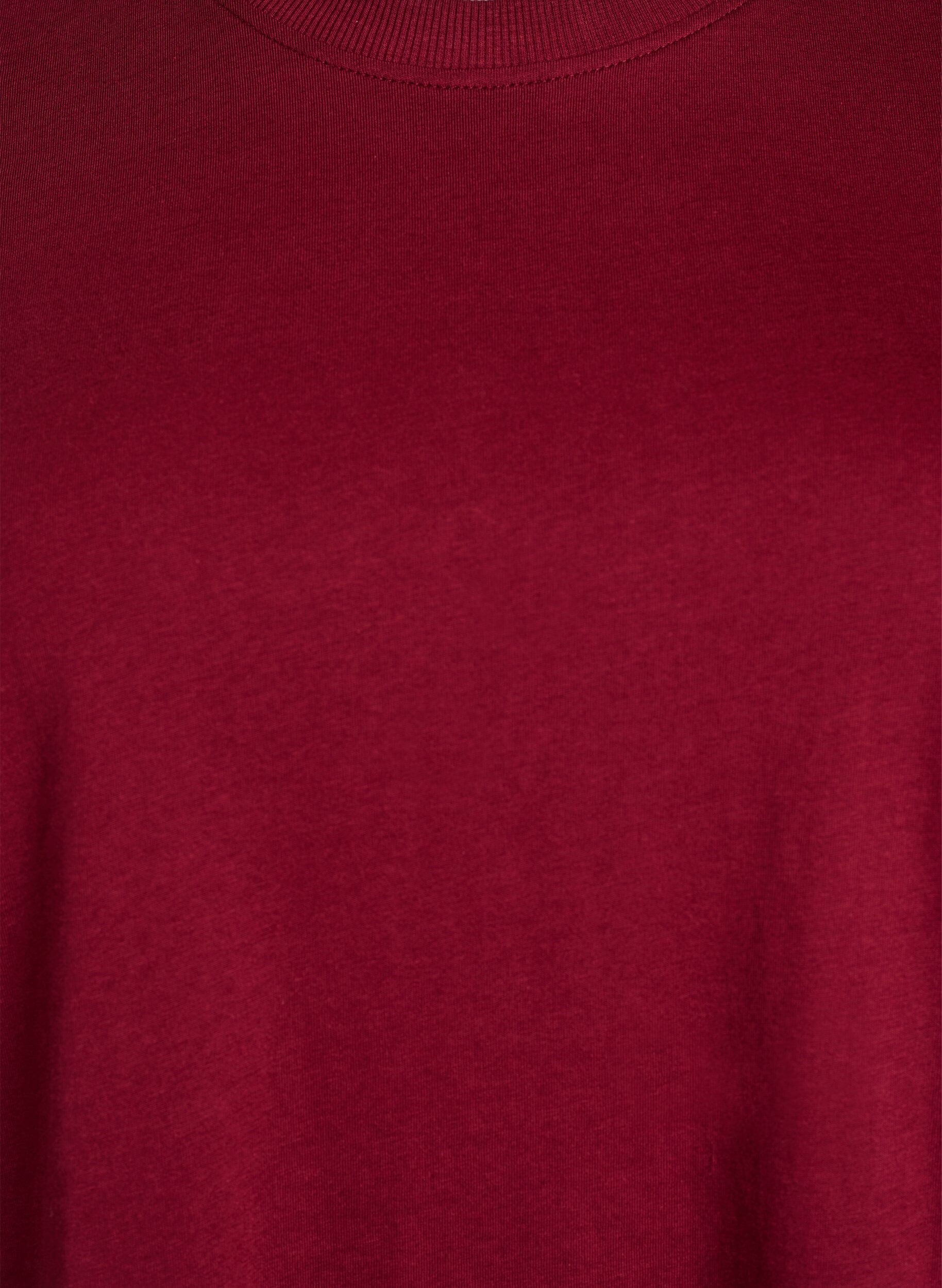 ZizziBasic-T-Shirt aus Baumwolle mit Rundhalsausschnitt, Dunkles Bordeaux, Packshot image number 2