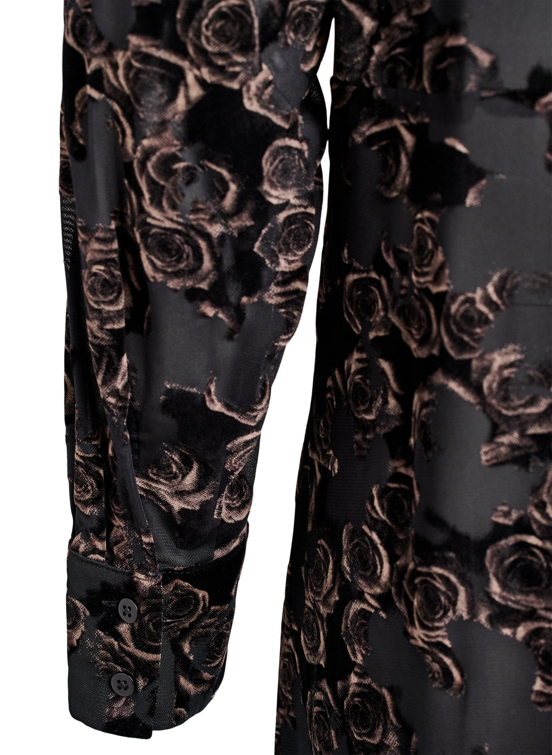 ZizziMidikleid aus Mesh mit Veloursrosen, Schwarz, Packshot image number 3