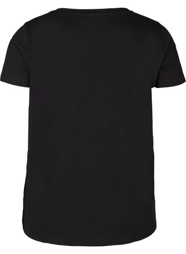 Kurzarm Baumwoll-T-Shirt mit Print, Black w. Silver, Packshot image number 1