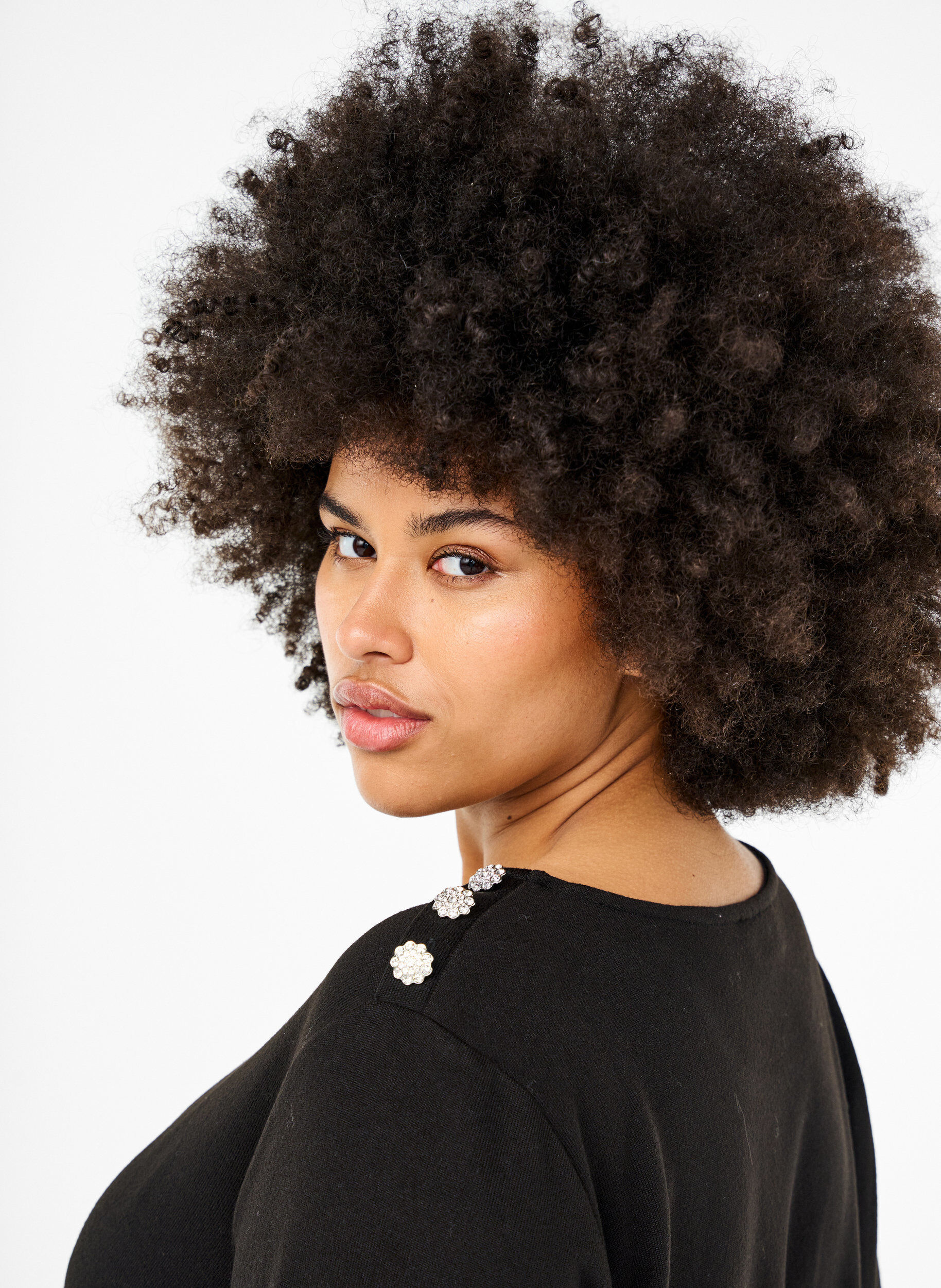 ZizziBluse mit Zierkn&ouml;pfen, Schwarz, Model image number 3