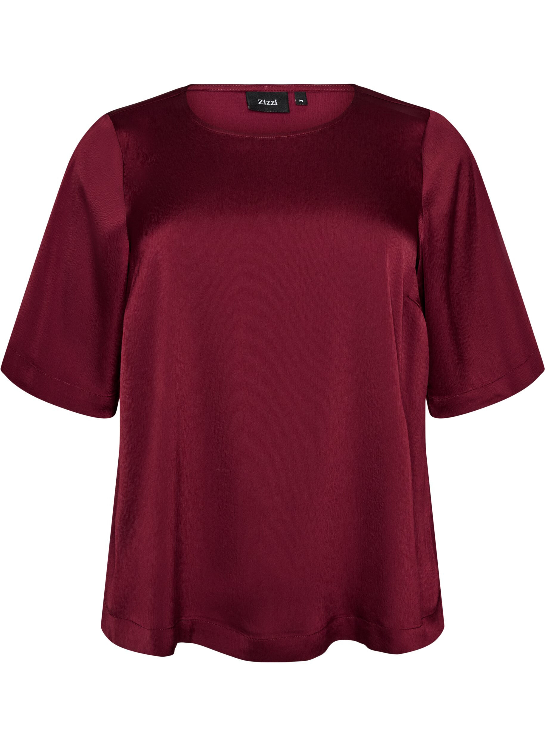 ZizziBluse aus Satin mit ellenbogenlangen &Auml;rmeln, Rot, Packshot image number 0
