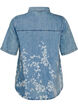 Jeanshemd mit Blumenprint und kurzen &Auml;rmeln, Blau, Packshot image number 1