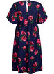 Midikleid mit Rosenprint und kurzen Ballon&auml;rmeln, Blau, Packshot image number 1
